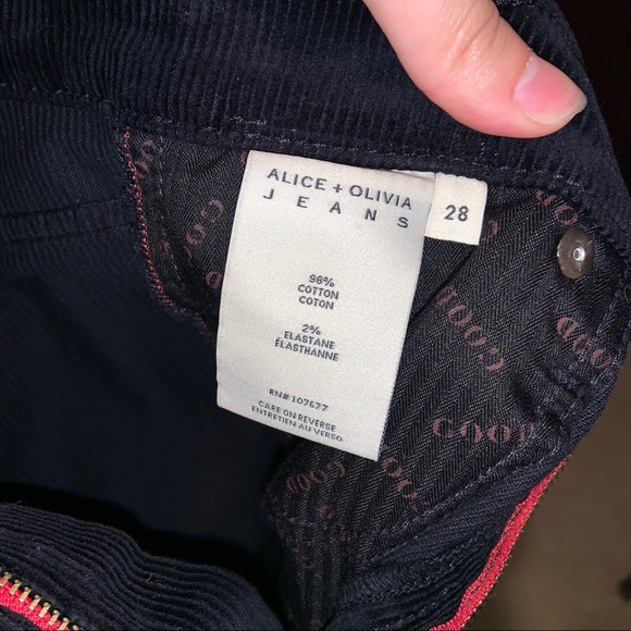 Alice and Olivia Good High Rise Ankle Skinny Black Corduroy –– NWT - Picture 11 of 14